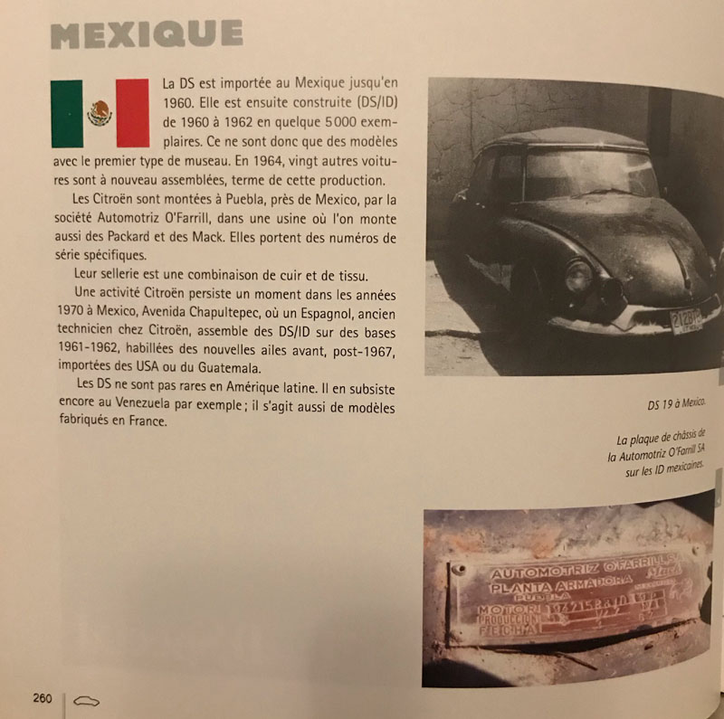 Extrait de l'ouvrage « la DS au Panthéon de l'automobile » consacré au Mexique